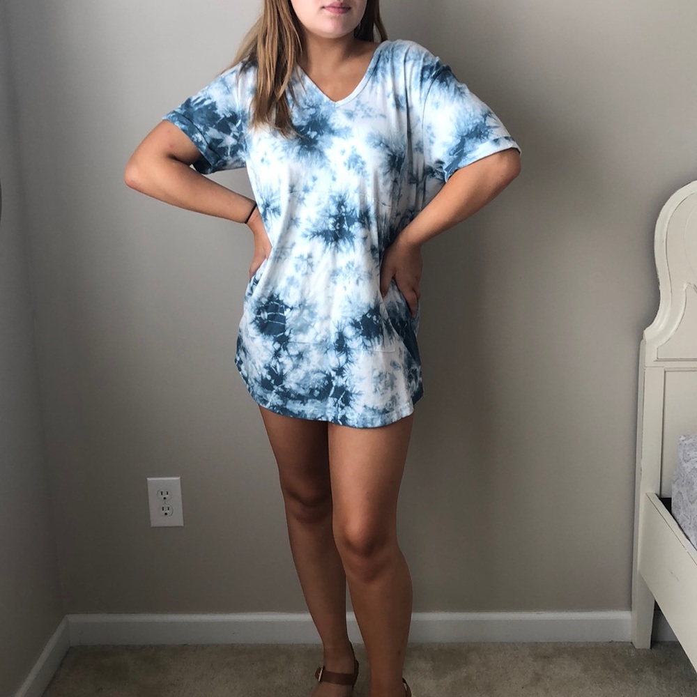 blue tye dye swim coverup